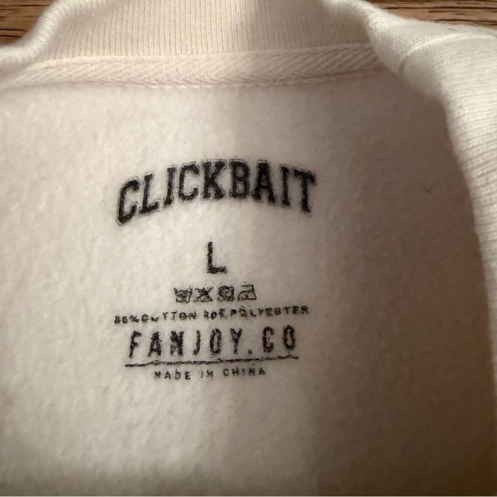 David Dobrik Clickbait FanJoy Cream Crewneck Pullover Sweater Mens Large EUC - Picture 6 of 8